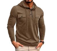 Mymyguoe Hooded Sweatshirt for Men Cargo Hoodie Work Jumper Long Sleeve Sweatshirt Drawstring Sweatshirt Large Sizes Plain Hoodie Hooded Jacket Autumn Winter Pullover with Hood, coffee, XXL