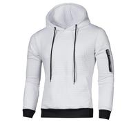 Mymyguoe Hoodie for Men Basic Pullover Men's Fashion Waffle Slim Fit Hoodie Outdoor Casual Sports Long Sleeve Hoodie Simplicity Allmatch Plain Sweatshirt, White, XXL