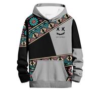 Mymyguoe Hoodie for Men, Colour Block Print Hoodie, Hooded Sweatshirt, Casual Sports Tops, Comfortable Hooded Sweater for Sports, Casual Sweatshirt, Casual Drawstring Sweatshirt, lightgrey, L