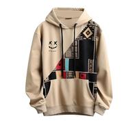 Mymyguoe Hoodie for Men, Colour Block Print Hoodie, Hooded Sweatshirt, Casual Sports Tops, Comfortable Hooded Sweater for Sports, Casual Sweatshirt, Casual Drawstring Sweatshirt, yellow, L