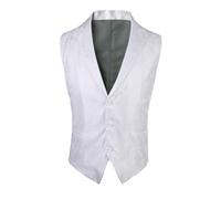 Mymyguoe Jacquard Vest Men's V-Neck Vintage Transition Vest Halloween Vest Printed Sleeveless Suit Jacket Paisley Vest Suit Vest Victorian Steampunk Gothic Paisley Vest, White, L