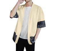 Mymyguoe Japanese Kimono Jacket Men's Japan Happi Kimono Haori Jacket Transition Jacket Hanfu Short Sleeve Shirt Japan Harajuku Anime Robe Anime Clothing Unisex Loose Blouse Summer Tops Robe Cardigan,
