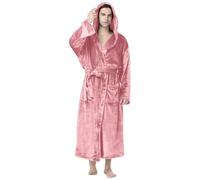 Mymyguoe Lightweight Men's Bathrobe with Terry Cloth Lining Sleepwear Super Absorbent Soft Skin-Friendly Quick Drying Modern Casual House Coat Winter Robe Sleeved Clothes Dressing Gown, pink, S