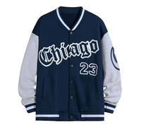 Mymyguoe Men's College Jacket Transition Jacket Oldschool Sports Jacket Varsity Jacket Bomber Jacket Patchwork Collegiate Baseball Jacket Stand-Up Collar Streetwear Baseball Jacket Unisex Fashion