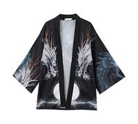 Mymyguoe Men's Kimono Long Sleeve Jacket Chinese Style Cape Nightdress Bathrobe Sleepwear for Men Cardigan - Traditional Japanese Clothing Haori Costume Taoist Robe, navy, M