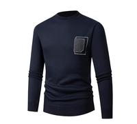 Mymyguoe Men's Knitted Jumper Plain Sweatshirts Soft Comfortable Men's Pullover Men's Jumper Trend Classic Simple Men's Knitted Sweater Crew Neck Fine Knit Jumper, navy, M