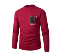 Mymyguoe Men's Knitted Jumper Plain Sweatshirts Soft Comfortable Men's Pullover Men's Jumper Trend Classic Simple Men's Knitted Sweater Crew Neck Fine Knit Jumper, RD1, L