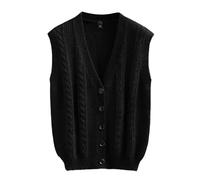 Mymyguoe Men's Knitted Vest Slim Fit Pullover Vest Casual Cardigan Sleeveless Cardigan Thermal Vest Sporty Men's Winter Vest Breathable Outdoor Sweater Sleeveless Knitted Vests, black, L
