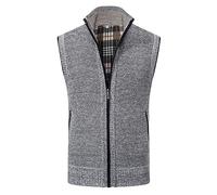 Mymyguoe Men's Knitted Vest Sweater Vest Men's Vest Sports Vest Lined Plush Work Vest Stand-Up Collar Gilet Winter Vest for Men Sporty Elegant Sleeveless Vest Short Softshell Winter Vest, Q1 Grey, 3XL