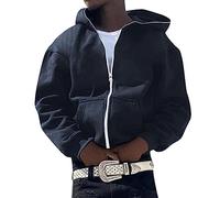 Mymyguoe Men's Y2K Jacket Zip Up Hoodies Letter Graphics Cardigan with Hood Oversize Hoodie Casual Sport Fitness Autumn Winter Hooded Jacket Hoodie, C Marine, M