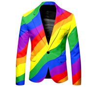 Mymyguoe Rainbow Jacket Men's Fashionable Party Rainbow Suits Men's Suits Rainbow Funky Suit Neon Coloured Blazer Jacket LGBTQ Pride Month Jacket Men's with Rainbow, s07 multicolor, 3XL