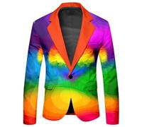 Mymyguoe Rainbow Suit Men's Rainbow Slim Fit Men's Suit Jacket Tuxedo Suit for Halloween Cosplay Carnival Fashion Outfit Men Rainbow Blazer Rainbow Jacket Pride Month | Lgbt & Lgbtq, purple, XXXL