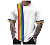 Mymyguoe Rainbow T-Shirt Men's Rainbow T-Shirts Colourful Shirt Men's Funny T Shirts Oversized For Men Gay Flag LGBTQ T-Shirt Pride Shirt LGBT Pride Colourful Gay CSD Equality T-Shirt, 02 white, S