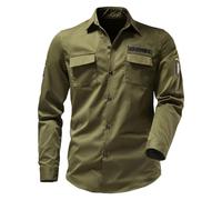 Mymyguoe Shirts Men's Long Sleeve Functional Shirt Military Shirt with Many Pockets Leisure Shirt Long Sleeve Army Shirt Vintage Tactical Shirt Quick-Drying Functional Shirt for Safari Hiking Fishing