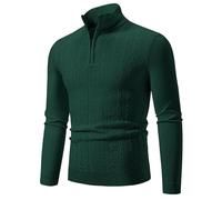 Mymyguoe Turtleneck Pullover Men's Cable Knit Jumper 1/4 Zip Winter Jumper Oversized Knitwear Knitted Jumper Slim Fit Turtleneck Pullover Winter Warm Long Sleeve Sweater, dark green, M