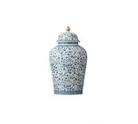 MYMYYT 12inches flower Ginger Jar with Lid Chinese Decorative blue Ceramic