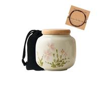 MYMYYT Daisy Small Urn Ashes Keepsake - 3 inches Ceramics Sharing Chrysanthemum Urn, Capacity 10 Cubic inches Funeral Memorial Decorative Flowers urn for Human, Pets - Qnty 1