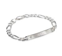 MyNameNecklace Engraved Men's Bracelets, 22 cm, Sterling Silver, Diamond