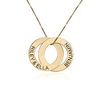 MyNameNecklace MYKA - Engraved Two Russian Ring Necklace - Personalised Jewellery - 925 Silver Custom Made Gift for Mum
