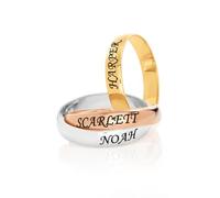 MyNameNecklace MYKA - Personalised 3 Intertwined Russian Rings with Names for Woman - Custom any 3 Names - Engraved Interlocking Rings for Mum - Jewellery Gift (Multi-Colour)