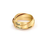 MyNameNecklace MYKA -Personalised 3 Intertwined Russian Rings with Names for Woman-Custom any 3 Names-Engraved Mum Jewellery Gift(18ct Gold Vermeil)