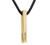 MyNameNecklace MYKA Personalised 3D Engraved Bar Necklace for Men-Custom Name Jewellery Gift for Him- 18k Gold Plating