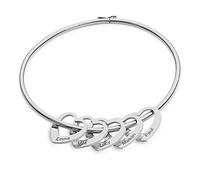 MyNameNecklace MYKA - Personalised Bangle Bracelet with Engraved Heart Shape Charms in Sterling Silver for Woman - Custom Any Name Jewellery-Gifts for Mother’s Day (18ct Rose Gold)