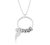MyNameNecklace MYKA Personalised Circle Bead Necklace with Engraved Charms with Diamond or CZ Stone- Custom Gift Jewellery for Woman- Sterling Silver CZ