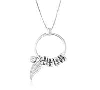 MyNameNecklace MYKA Personalised Circle Bead Necklace with Engraved Charms with Diamond or CZ Stone- Custom Gift Jewellery for Woman- Sterling Silver Diamond