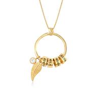 MyNameNecklace MYKA Personalised Circle Bead Necklace with Engraved Charms with Diamond or CZ Stone- Custom Gift Jewellery for Woman- Gold Plated Vermeil CZ