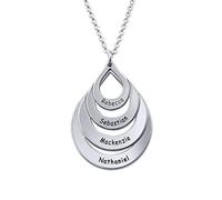 MyNameNecklace MYKA Personalised Engraved Family Necklace with Four Drops in Sterling Silver 925 - Jewellery Gift for Women (Sterling Silver 0.925)