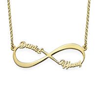 MyNameNecklace MYKA Personalised Infinity Couples Name Necklace-Eternal Love Jewellery with 2 Names -Christmas Gift for Mom Girlfriend (18ct Gold Plated Silver 925)