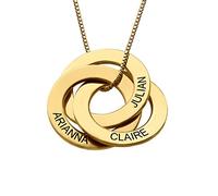 MyNameNecklace MYKA Personalised Russian Ring Necklace - Custom Made Pendant Sterling Silver and Gold Plated - Jewelry Gift for Women (Gold Vermeil)