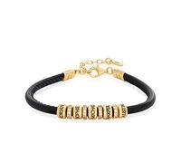 MyNameNecklace MYKA - Zirconia Vegan-Leather Bracelet With up to 6 Custom Beads/Sterling Silver, Gold Plated, Rose Gold Plated, Gold Vermeil/Jewelry for Women, Her/Gift for Mother's Day, Birthday