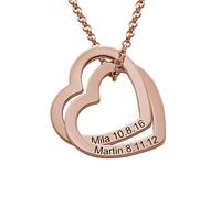 MyNameNecklace Personalised Interlocking Heart Disc Necklace with Name and Date-Custom Mum Jewellery 18k Rose Gold