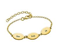 MyNameNecklace Personalised Oval mum Bracelet with Names-Custom Multiple Charms 925 Sterling Silver