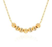 MyNameNecklace Personalized The Balance Charm Necklace with Custom Engraved Beads - Cable/Link Chain - Dainty Gift for Mom, Her - Jewelry for Christmas, Link Chain, Sterling Silver, No Gemstone