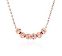 MyNameNecklace Personalized The Balance Charm Necklace with Custom Engraved Beads - Cable/Link Chain - Dainty Gift for Mom, Her - Jewelry for Christmas, Link Chain, Sterling Silver, No Gemstone