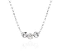 MyNameNecklace Personalized The Balance Charm Necklace with Custom Engraved Beads - Cable/Link Chain - Dainty Gift for Mom, Her - Jewelry for Christmas, Link Chain, Sterling Silver, No Gemstone