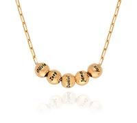 MyNameNecklace Personalized The Balance Charm Necklace with Custom Engraved Beads - Cable/Link Chain - Dainty Gift for Mom, Her - Jewelry for Christmas, Link Chain, Sterling Silver, No Gemstone