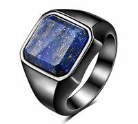 MYNENEY 14K Gold/Silver/Black Plated Square Signet Ring Anillos De Hombre Statement Classical Wedding Rings Band for Men, 7 UK, Stainless Steel, No Gemstone