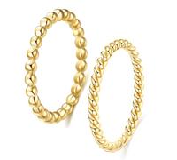 MYNENEY 2mm Stainless Steel Knuckle Rope Beaded Style Classical Simple Plain Stackable Ring, 4 UK, Stainless Steel, No Gemstone