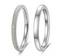 MYNENEY 2mm Stainless Steel Knuckle Rope Beaded Style Classical Simple Plain Stackable Ring, Stainless Steel, No Gemstone