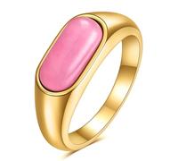 MYNENEY Gold/Silver Square Shape Signet Mens Pinky Rings Statement Wedding Blue/Brown/Green Stone Ring Modern Gift for Women, Stone, No Gemstone
