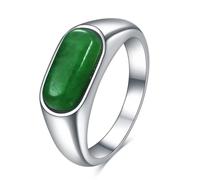 MYNENEY Gold/Silver Square Shape Signet Mens Pinky Rings Statement Wedding Blue/Brown/Green Stone Ring Modern Gift for Women, Stainless Steel, No Gemstone