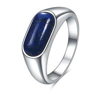 MYNENEY Stainless Steel Gold/Silver Square Shape Signet Women Men Pinky Ring Statement Cute Wedding Blue/Brown/Green Stone Ring Modern Gift Women Men, Stone, No Gemstone
