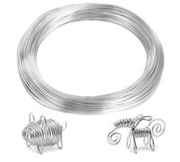 Mynoozi 1mm Aluminum Craft Wire, 164 Feet Bendy Craft Wire, Silver Plated Non-Tarnish Crafting Wires for Jewelry Making, Bead Making, Wire Weaving and Wrapping, Silver Crafting Wire(1mm & 50m)