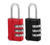 Mynoozi 2 Pack Combination Lock, 3-Digit Combination Padlock, Waterproof Keyless Padlock, Mini Combination Lock, Resettable Travel Luggage Locks for Backpack, Fence, Gate, Case, Toolbox-Black, Red