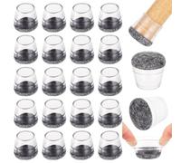 Mynoozi 20 PCS clear chair leg protector, small silicone dining chair furniture foot protector with grey wraparound felt, hardwood floor protector, noise reduction (fits 19-23 mm chair legs)
