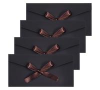Mynoozi 4 PCS Paper Envelopes with Ribbons Gift Card Envelopes for Festival and Party(Black)
